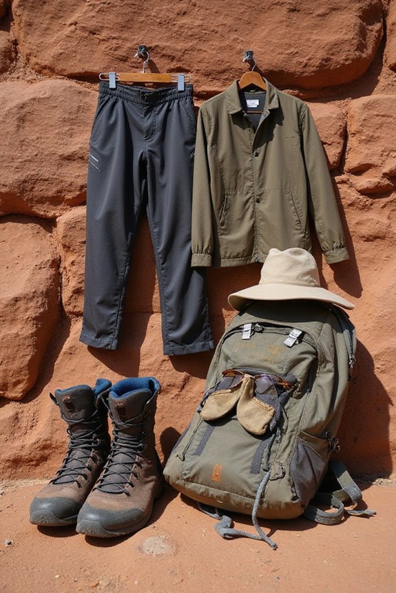 layered clothing and approach gear