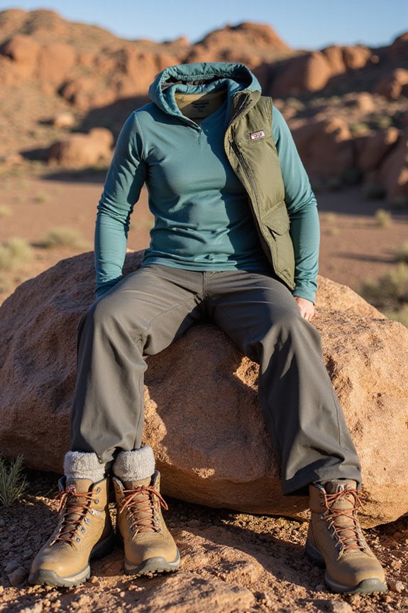 layered clothing and footwear